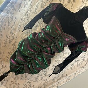 Metallic bodycon dress off shoulder